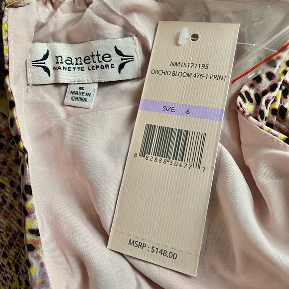 Nanette Lepore Womens Animal Print Sleeveless Smock Neck & Waist Pleated Midi 6 - Picture 10 of 11